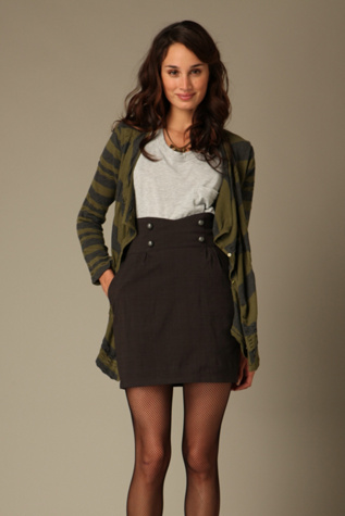 High Waisted Button Skirt