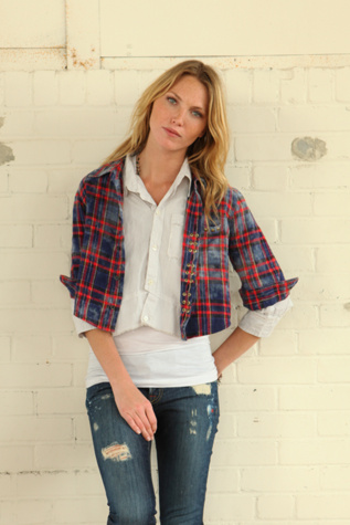 We The Free Studded Flannel Crop Top