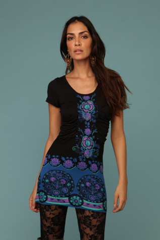 Rouched Border Print Tunic