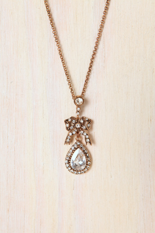 Bow and Gem Drop Necklace