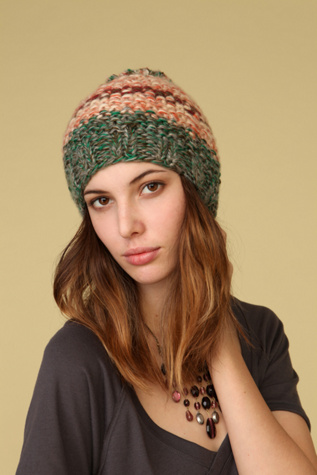 Marled Stripe Pom Pom Hat