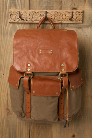 Leather and Canvas Backpack
