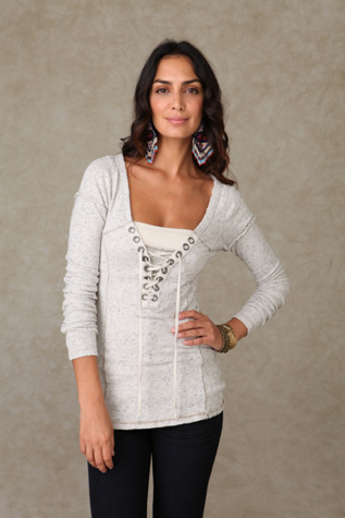 We the Free Tie Front Long Sleeve Top