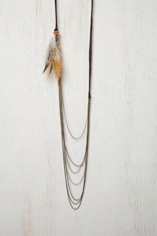 Suede & Feather Chain Necklace