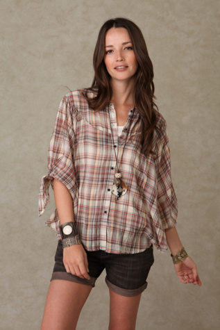 Hi-Low Plaid Top
