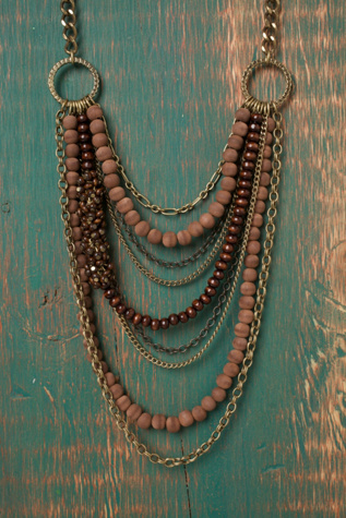 Natural Wood Bib Necklace