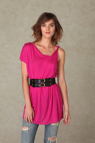 One Shoulder Solid Tunic