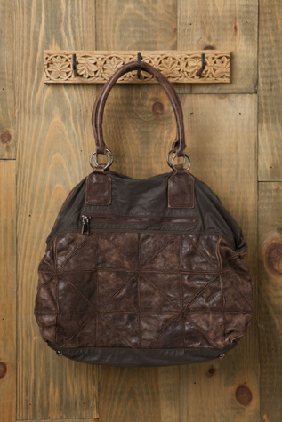 Pieced Leather Canvas Tote