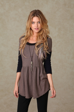 We the Free 3/4 Sleeve Stripe Babydoll Tunic