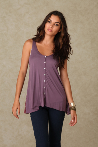 Buttonfront Lace Back Tank