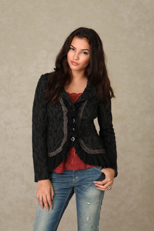 Textured Jacquard Ruffle Jacket