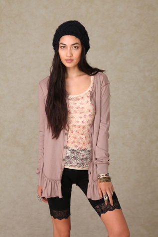 Long Sleeve Ruffle Hem Cardigan