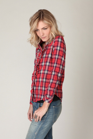 Ruffled Edges Plaid Shirt