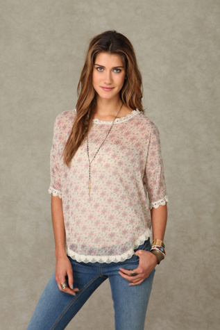 Short Sleeve Printed Chiffon Top