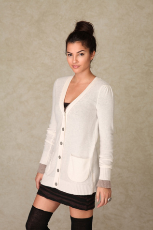 Cashmere Puff Sleeve Cardigan