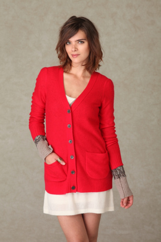 Cashmere Puff Sleeve Cardigan