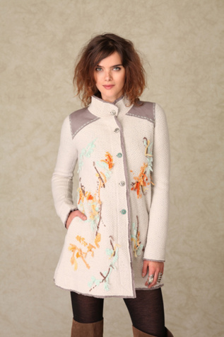 Embroidered Floral Sweater Jacket