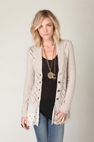 Eyelet Ruffle Cardigan