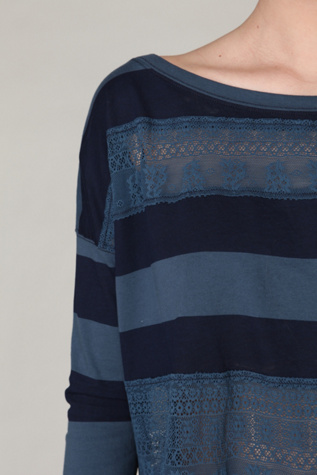 Long Sleeve Lacey Stripes Top