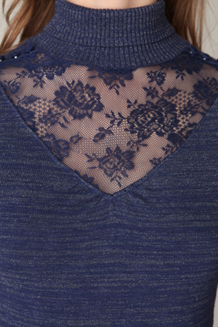 Long Sleeve Sweater & Lace Turtleneck