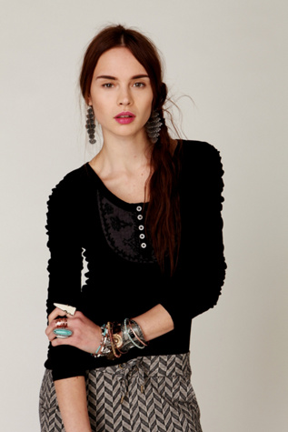 Puff Long Sleeve Victorian Bib Henley 