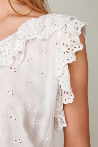Ruffled Eyelet One Shoulder