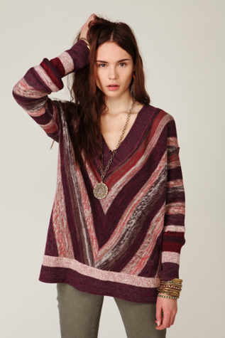 Double V-Neck Stripe Pullover