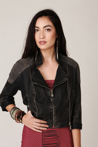 Doma Cropped Leather Jacket