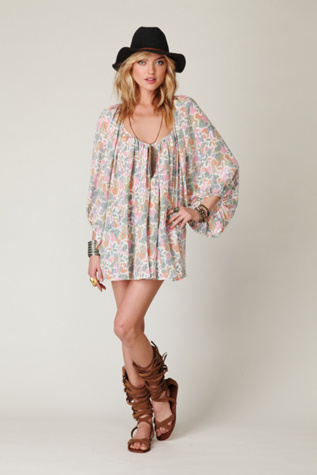 Printed Oversized Peasant Dress