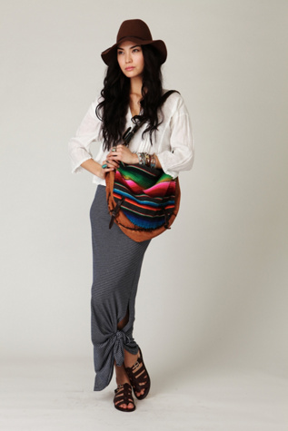 Column Stripe Maxi Skirt