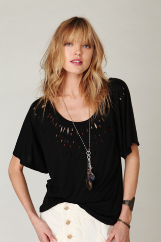 Short Sleeve Cutwork Kimono Tee