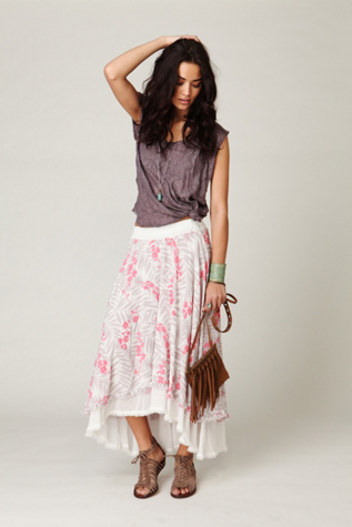 Floral High Low Maxi Skirt