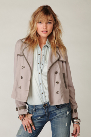 Free People - High/Low Trench Coat  :  jacket outerwear cropped trench coat coats