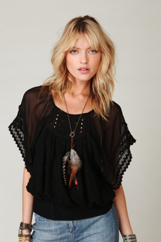Trimmed Edges Eyelet Top