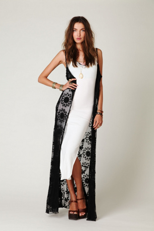 Rib and Lace Maxi Slip