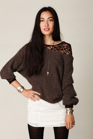 FP New Romantics Pieced Eyelet Mini Skirt