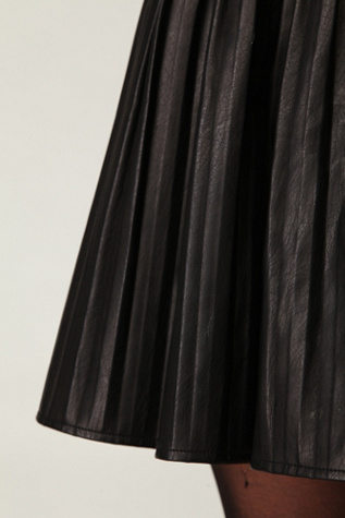 Pleated Vegan Leather Dress