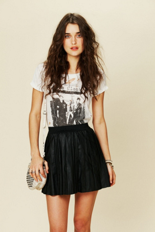 Vegan Leather Pleated Skirt