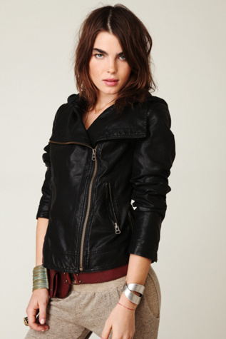 Hooded Vegan Leather Jacket