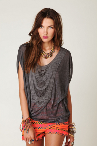 Leopard Blur Crochet Neck Tee