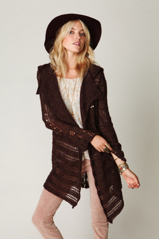 Hooded Textured Cardigan
