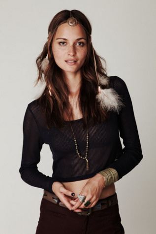 Cropped Long Sleeve Rib Top