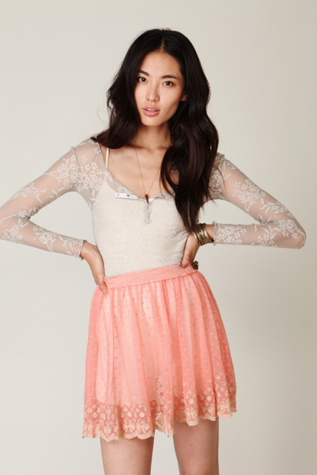Embroidered Mesh Circle Skirt