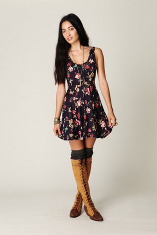 Printed Knit Bird Dress