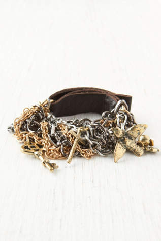 Leather and Mixed Charm Bracelet