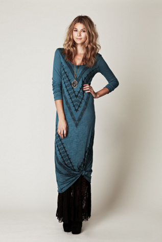 We The Free Long Sleeve Graphic Maxi Dress