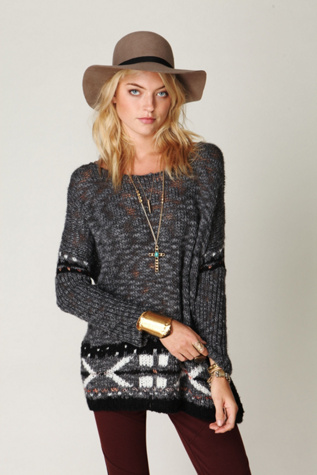Oversized Fairisle Trimmed Sweater