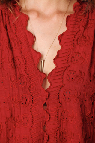 Long Sleeve Embroidered Hi Back Buttondown
