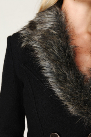 Fur Trimmed Wool Coat