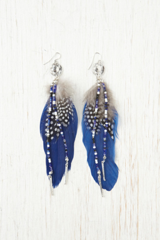 Feather Drop Beaded Earring
